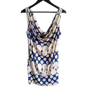 DVF blue and cream tunic top sz large